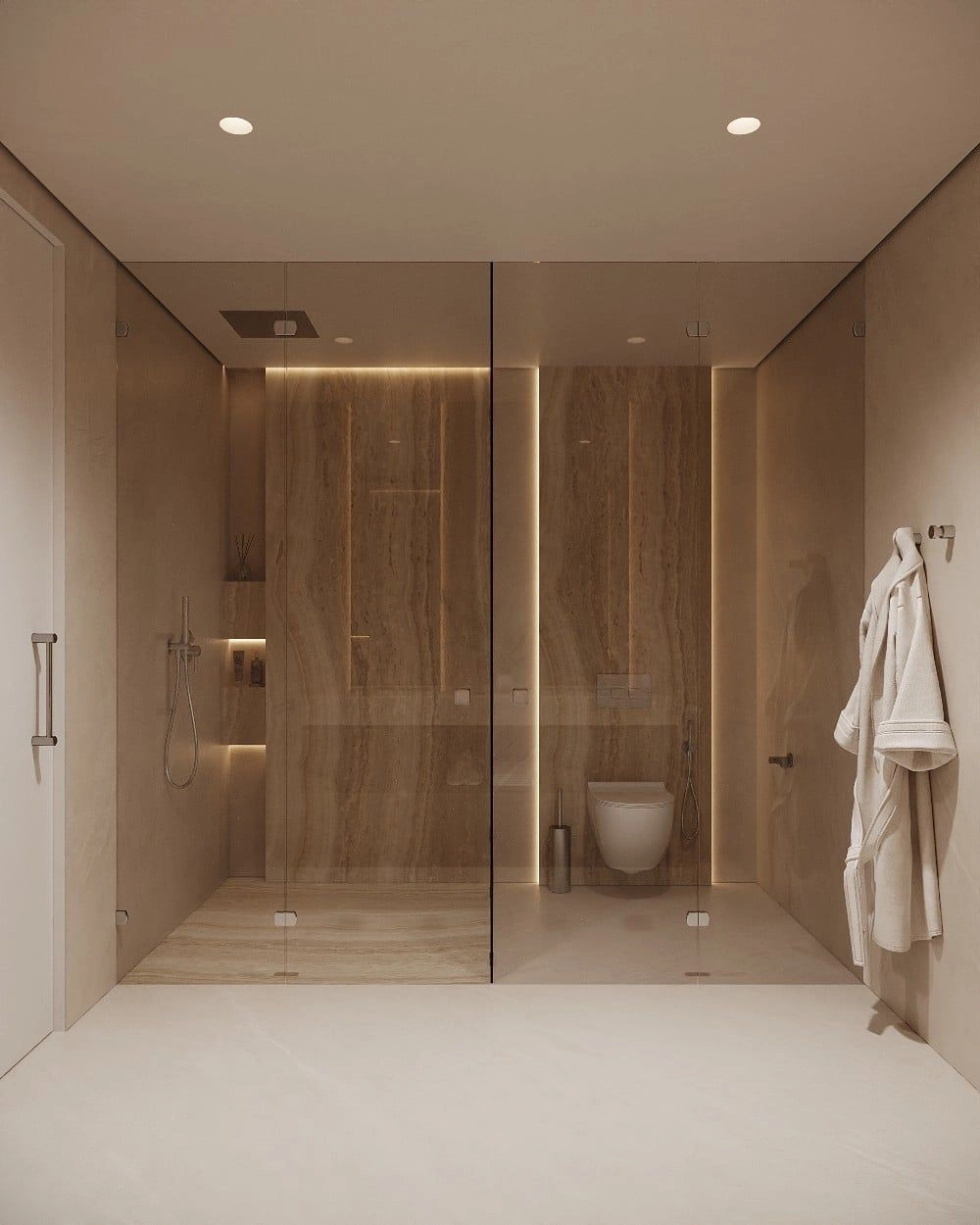 Relax in the spacious walk-in shower, finished with sophisticated and modern details.