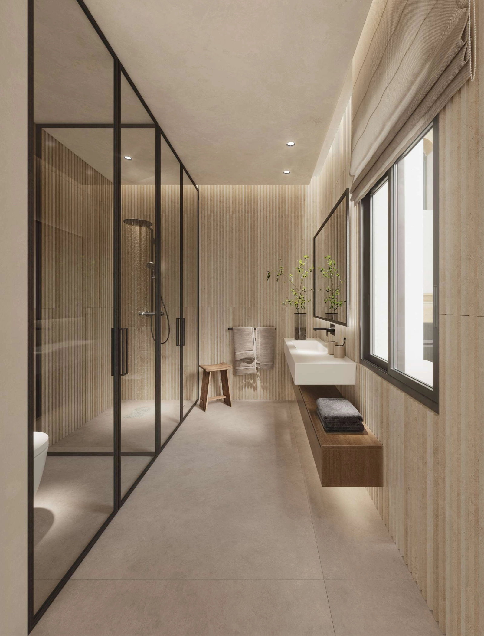Contemporary bathrooms are equipped with premium fixtures and fittings for a spa-like experience at home.