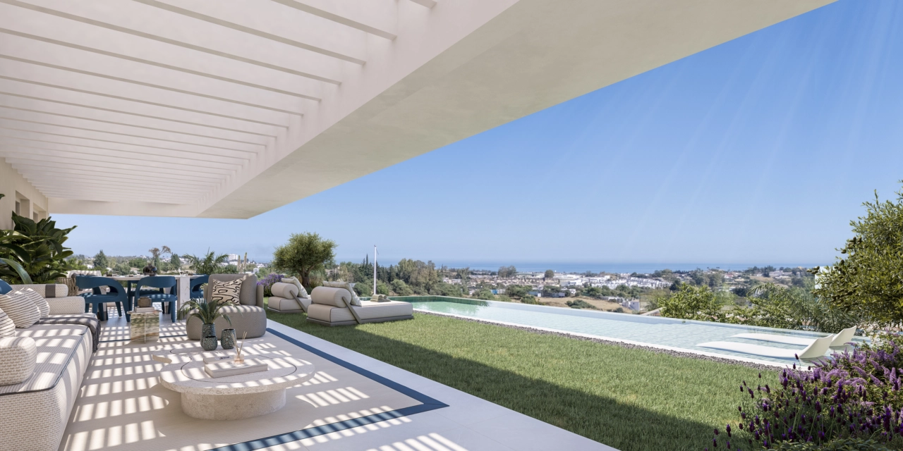 Ground-floor residences feature private gardens and pools, creating a personal oasis for relaxation.
