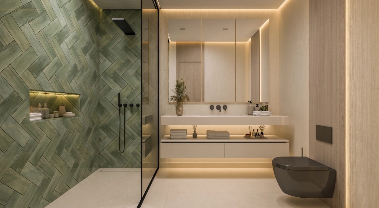 Bathrooms are designed with spa-like quality, featuring premium fixtures and elegant finishes.
