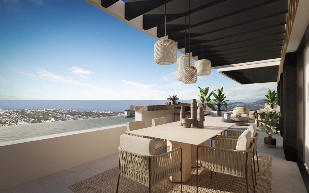 Dine with panoramic views of the Mediterranean Sea from your private terrace.