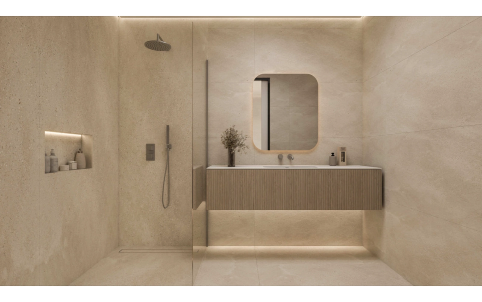 A stylish and contemporary guest bathroom featuring high-quality porcelain finishes.