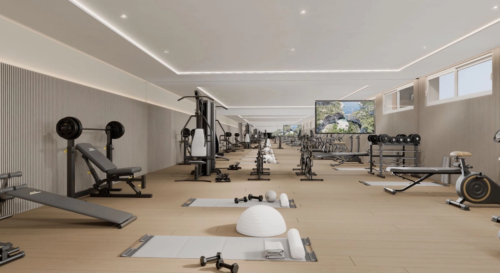 The state-of-the-art gym, fully equipped for all your fitness needs.