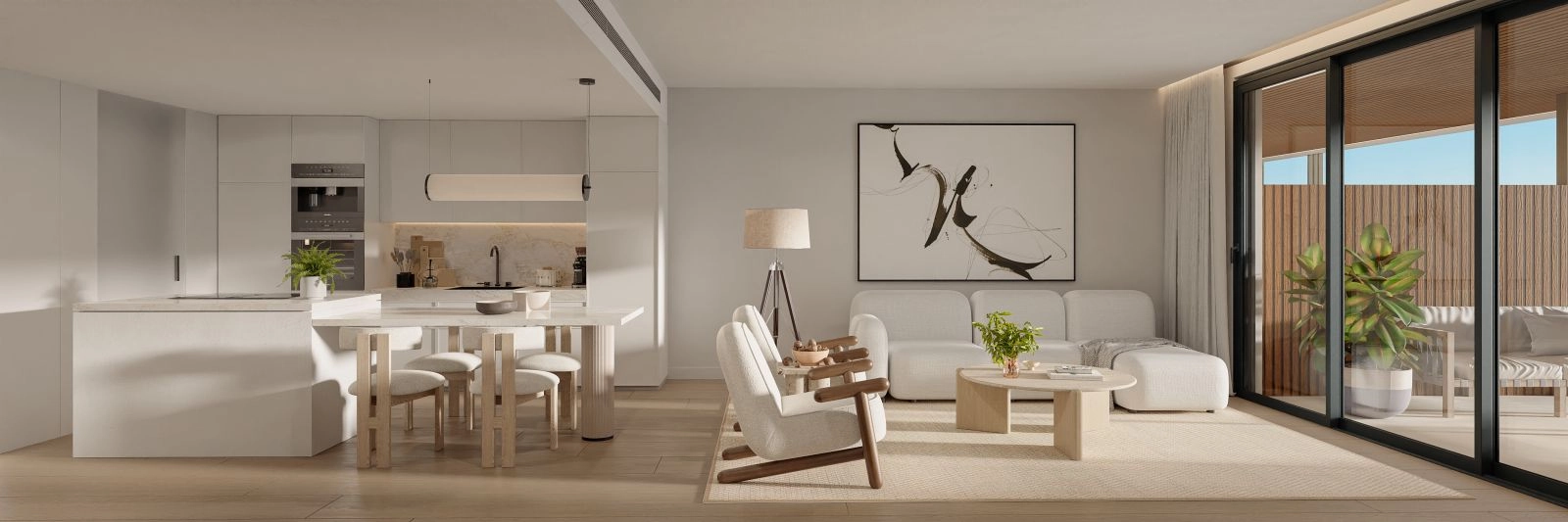 A fully equipped, contemporary kitchen featuring high-quality appliances and elegant design.