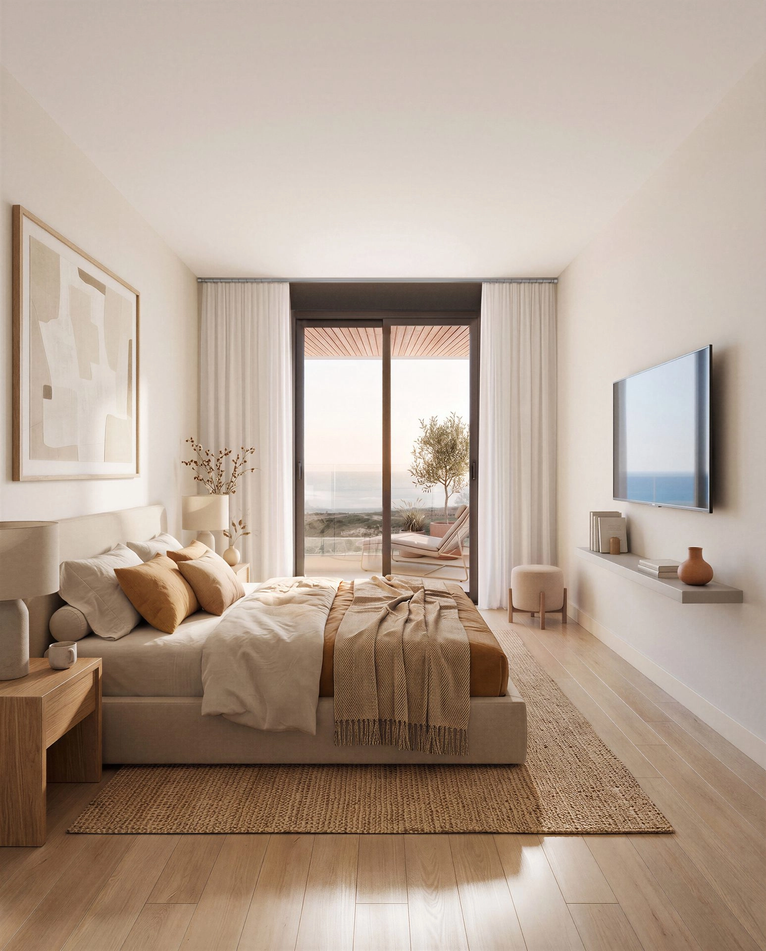 Wake up to serene sea views from the elegantly designed master bedroom.