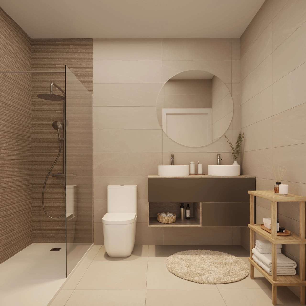 A stylish second bathroom featuring modern finishes and quality materials.