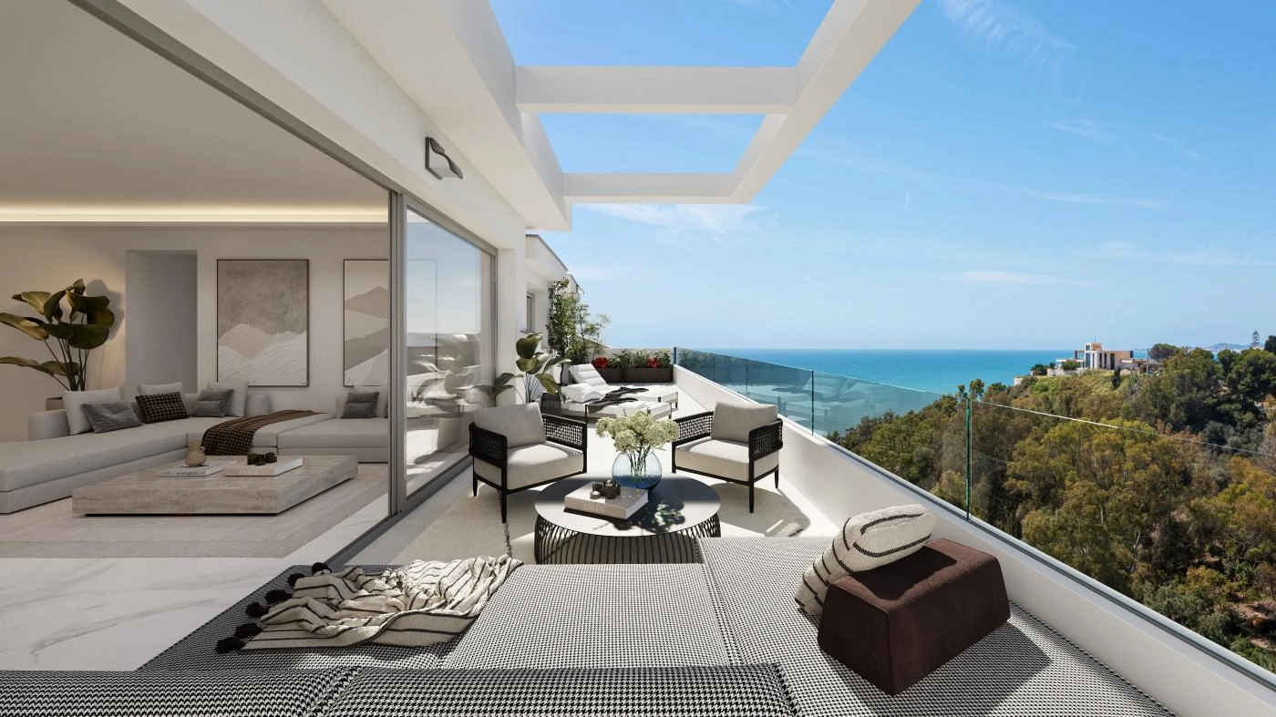 Spacious terraces designed for seamless indoor-outdoor living, with stunning sea views over the Costa del Sol.