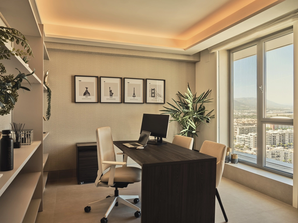 A dedicated office space with inspiring views, allowing for a perfect blend of productivity and comfort.