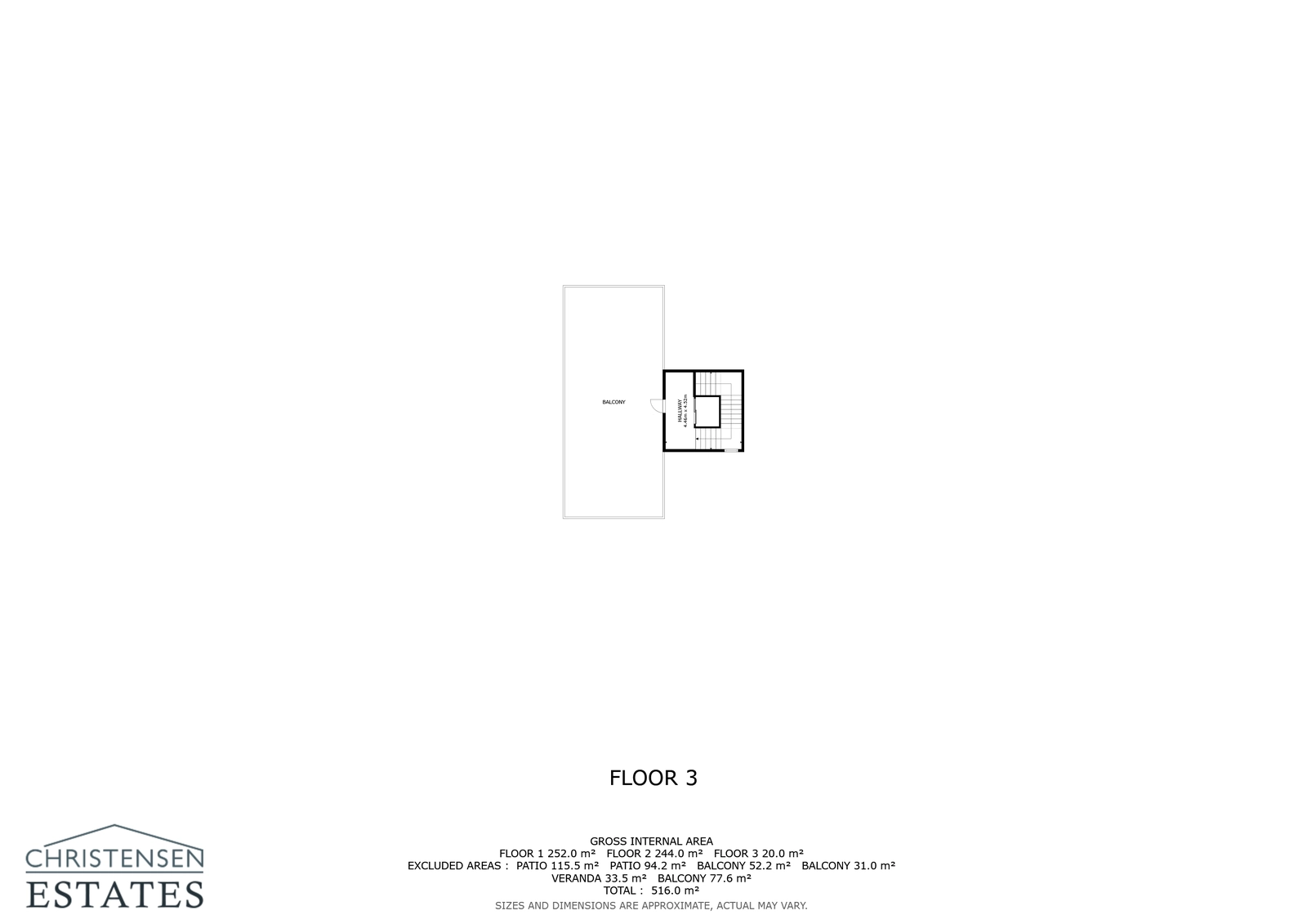 The layout for the rooftop level, providing access to the expansive terrace and jacuzzi area with its incredible panoramic views.