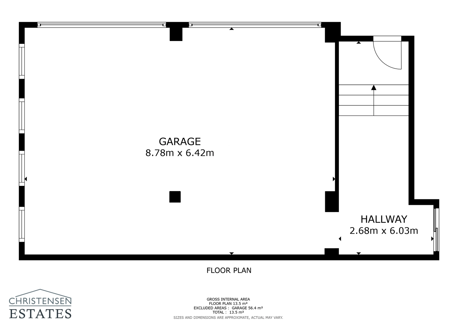The floor plan for the spacious two-car garage, offering secure private parking and convenient access to the home via a lift.