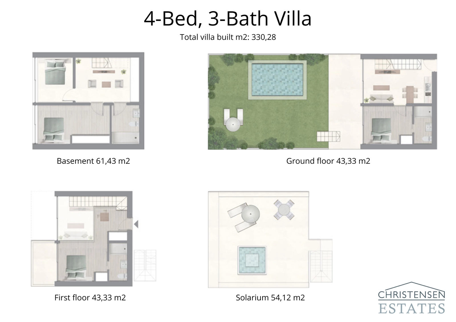 This four-bedroom villa design spans four floors, providing generous living areas and a seamless flow to the private garden and solarium.
