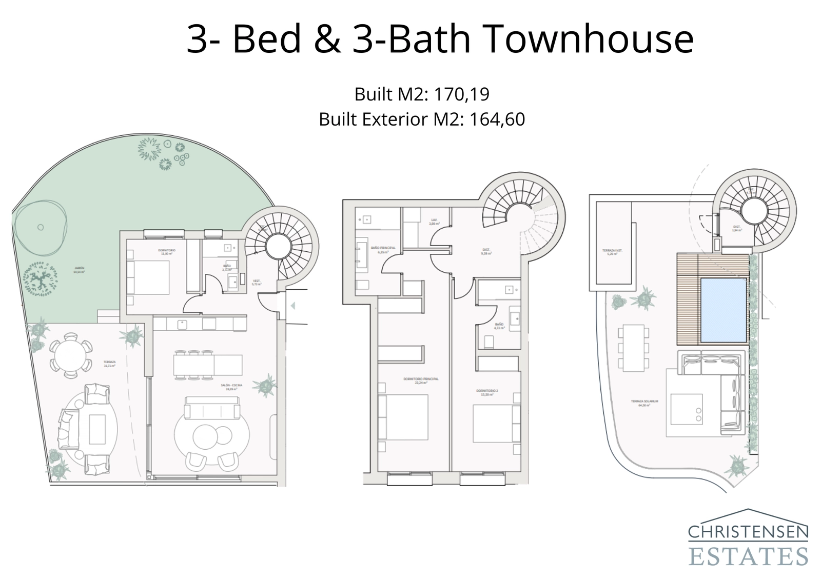 A unique three-bedroom residence spread over three levels, featuring a rooftop terrace and pool for ultimate privacy and views.