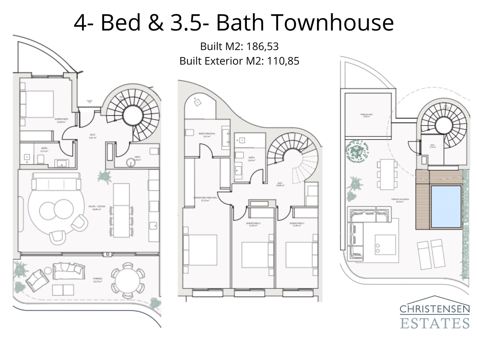 An expansive four-bedroom home designed for comfort and luxury, with multiple terraces and a private rooftop pool.