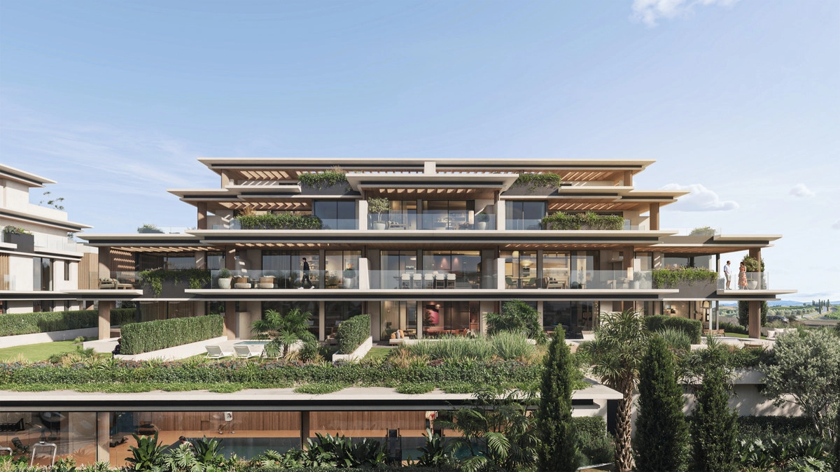 The development's modern architecture blends harmoniously with the surrounding landscape.