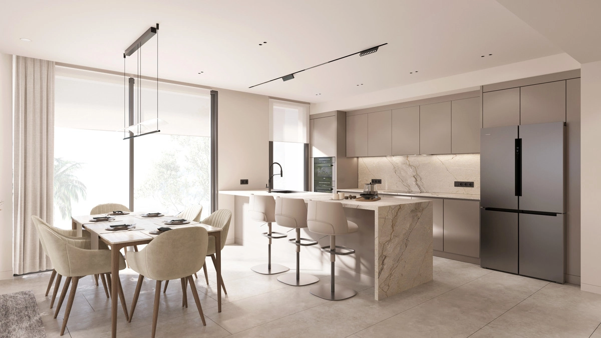 Sleek, modern kitchens are fully equipped with premium appliances for an exceptional cooking experience.