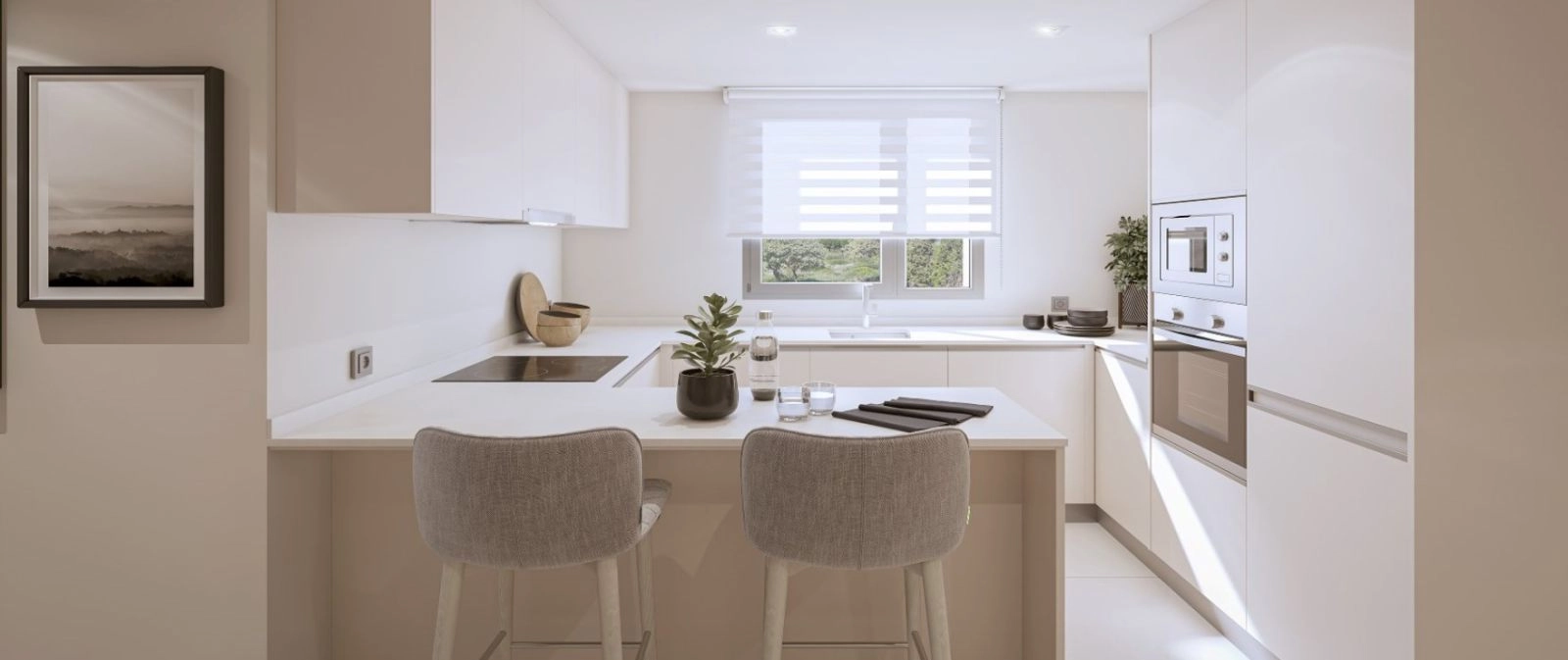 Sleek and functional kitchens come fully fitted with premium appliances and high-quality finishes.