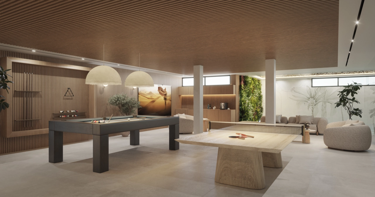 The social lounge offers a perfect space for residents to relax and socialize.