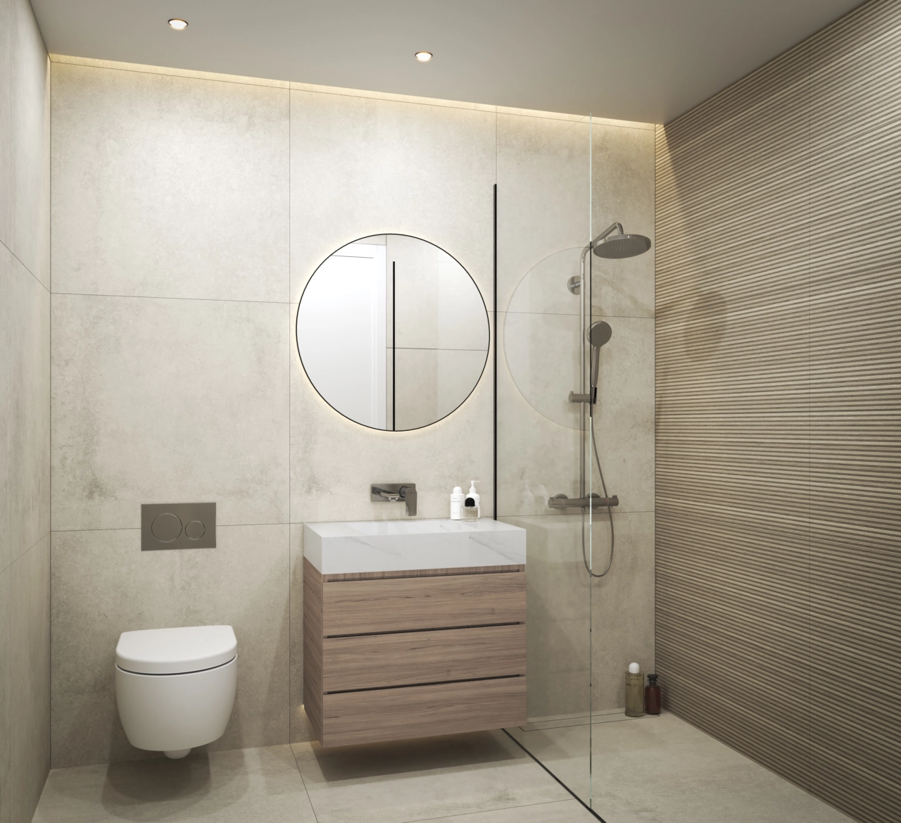 A modern bathroom finished with high-quality materials, offering a spa-like experience at home.