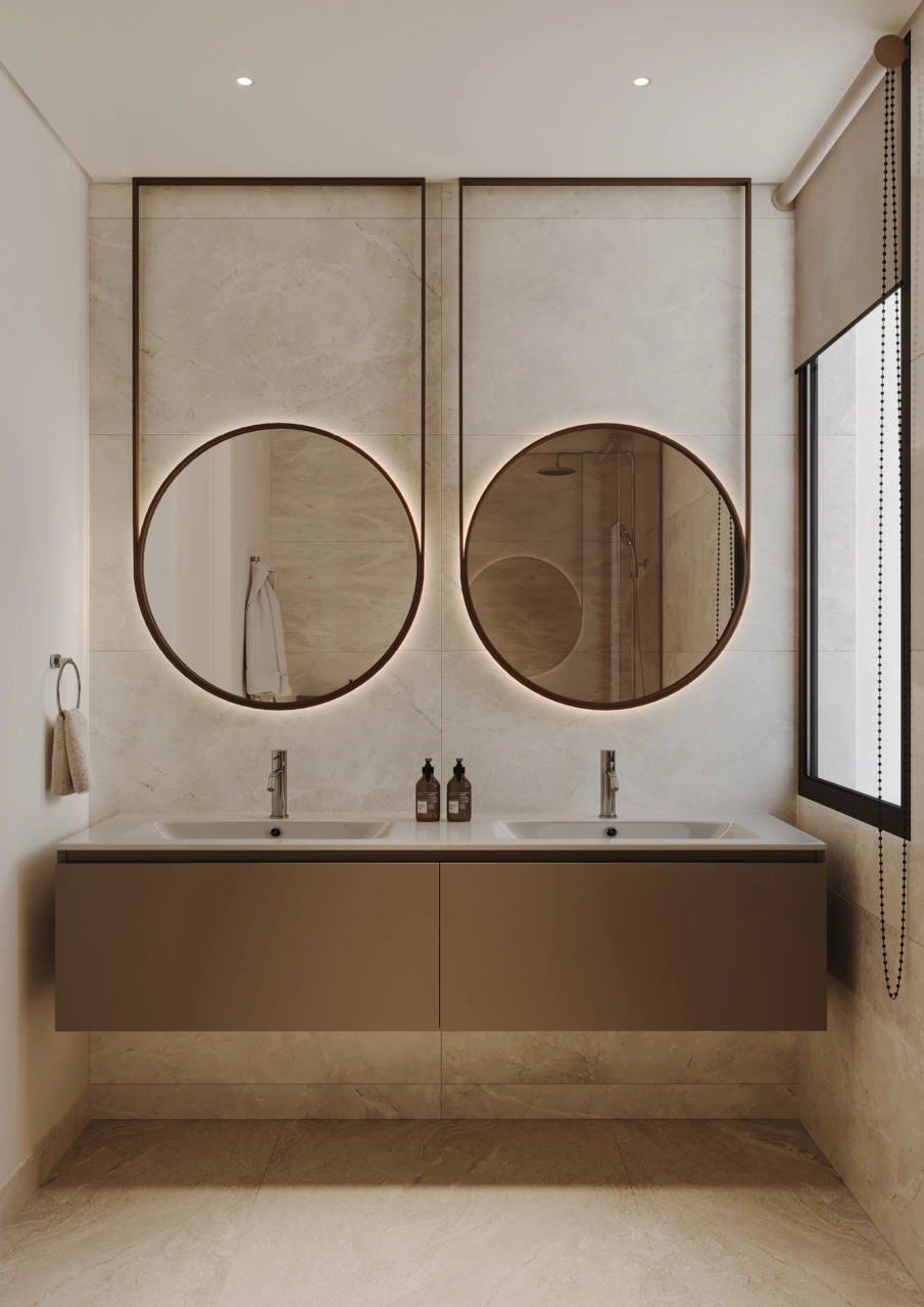 A stylish bathroom sanctuary, featuring high-quality materials and finishes.