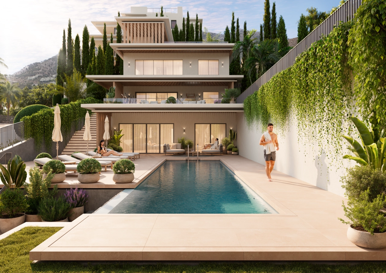 The resident's clubhouse features a private pool and spacious relaxation area.