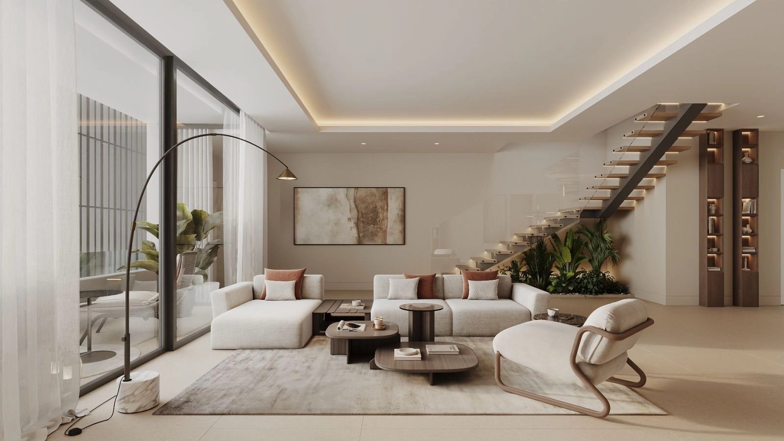 Bright and open living spaces filled with natural light, featuring a modern, elegant design.