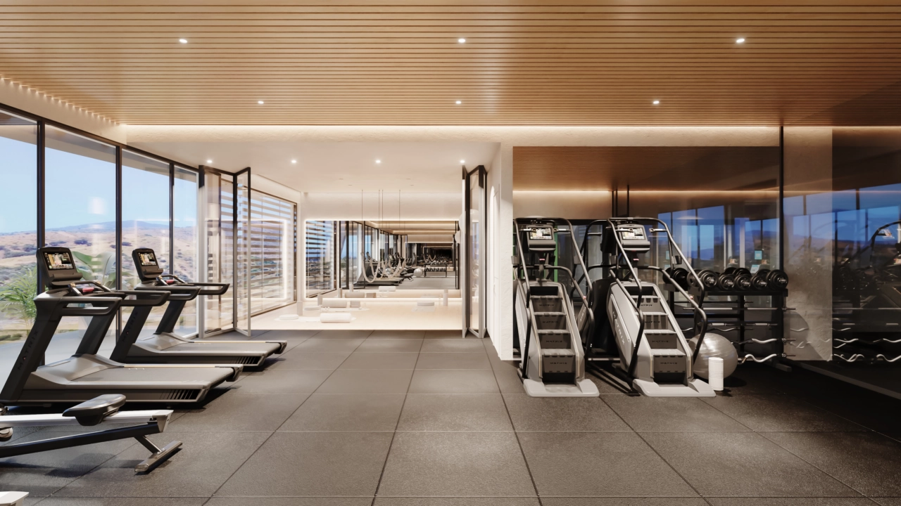 The fully equipped, professional-grade gym with panoramic views, making your workout an inspiring experience.