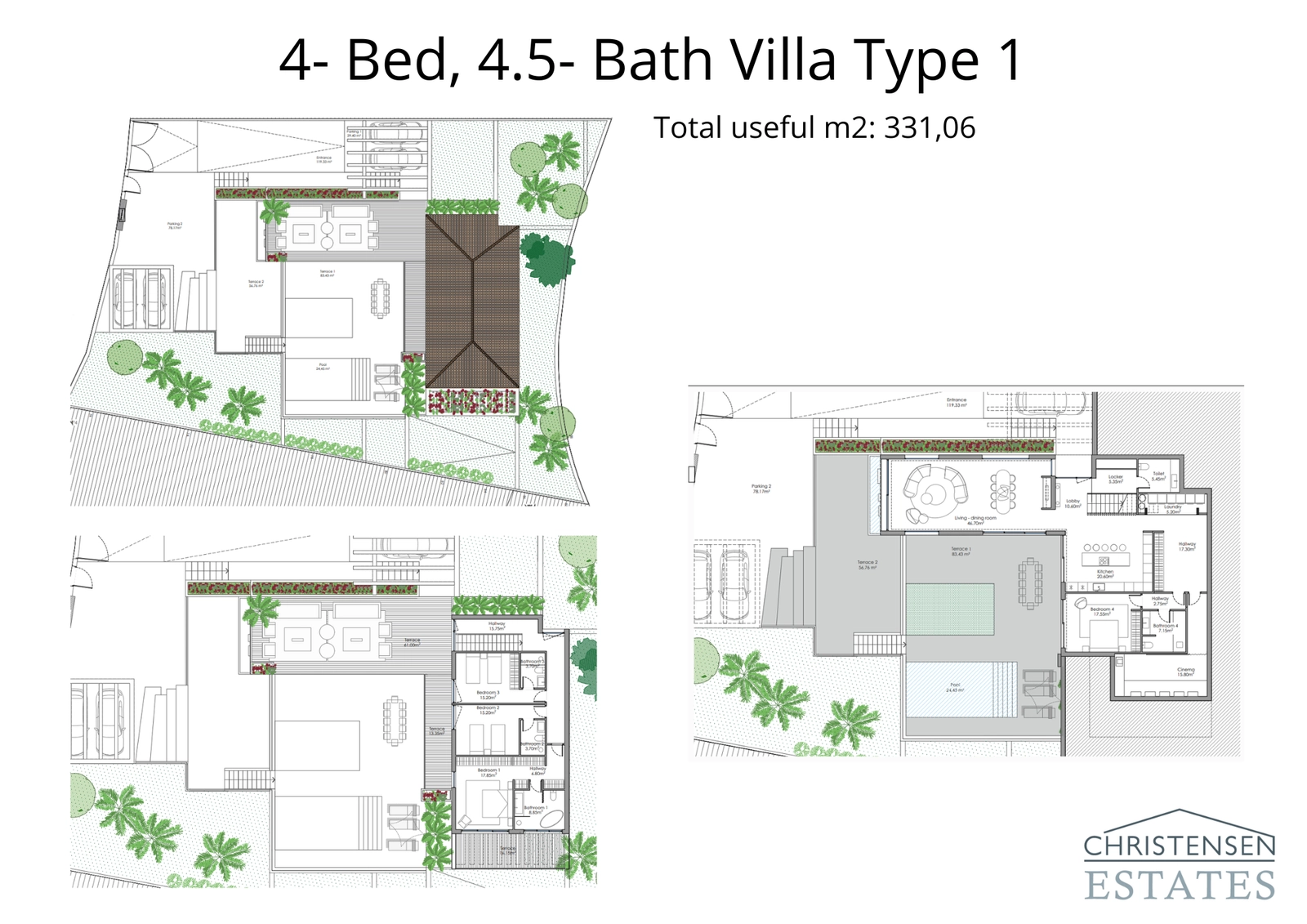 Villa Type 1 offers a thoughtful layout with four spacious bedrooms, designed for seamless indoor-outdoor living and family comfort.