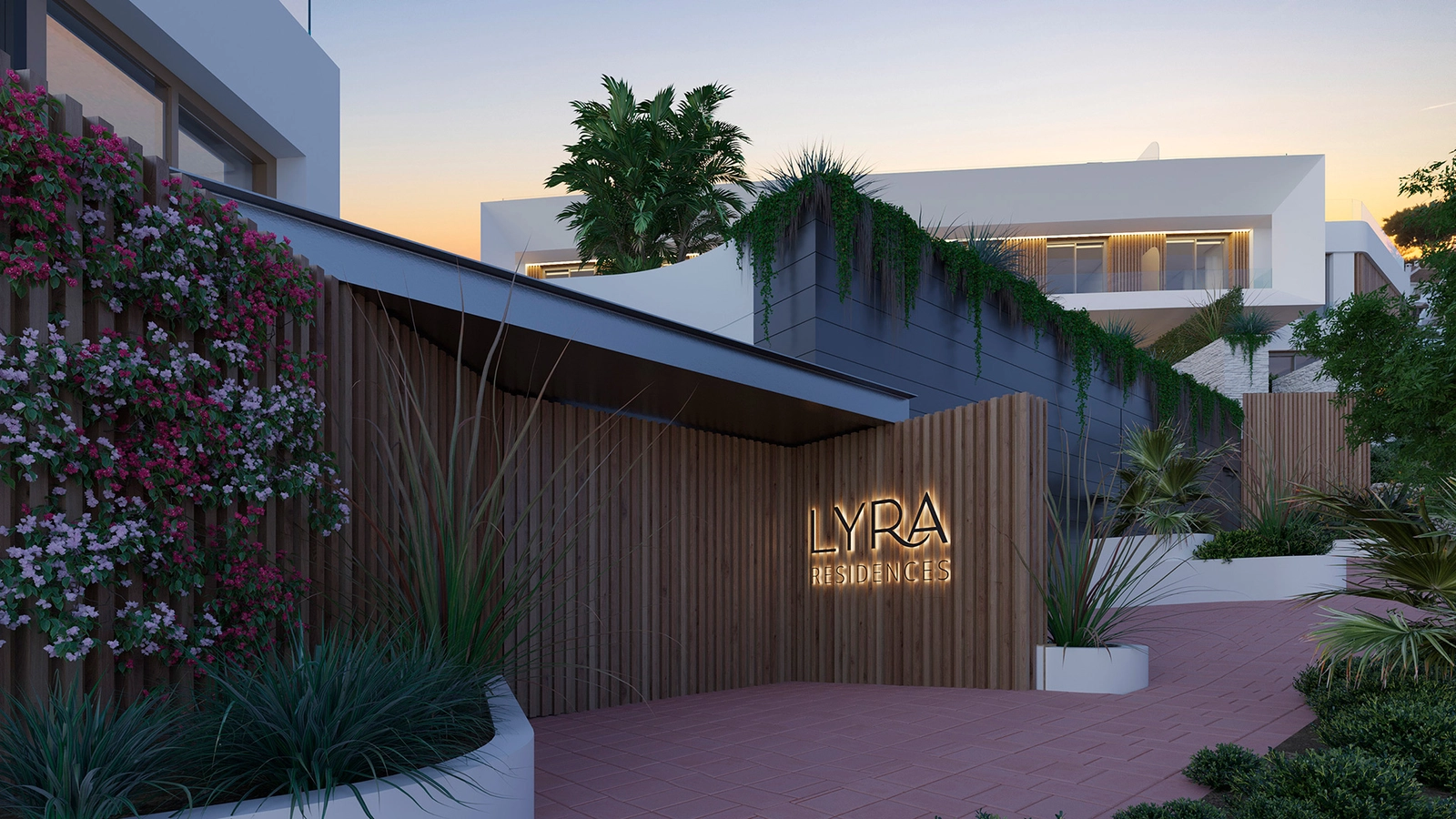 The elegant and secure entrance to Lyra Residences welcomes you home.