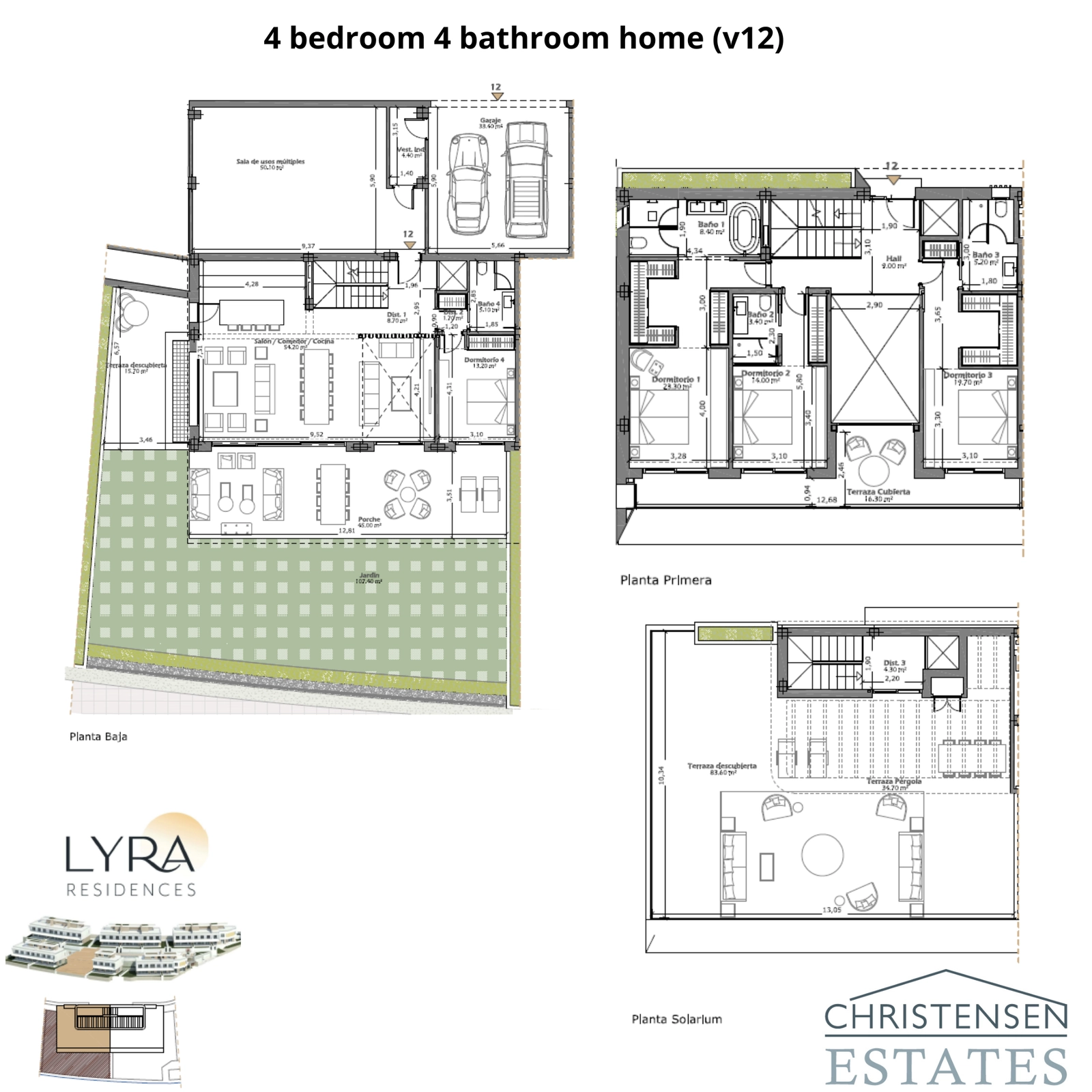 This floor plan variant highlights the intelligent use of space across the basement, ground floor, first floor, and solarium to maximize comfort and lifestyle.
