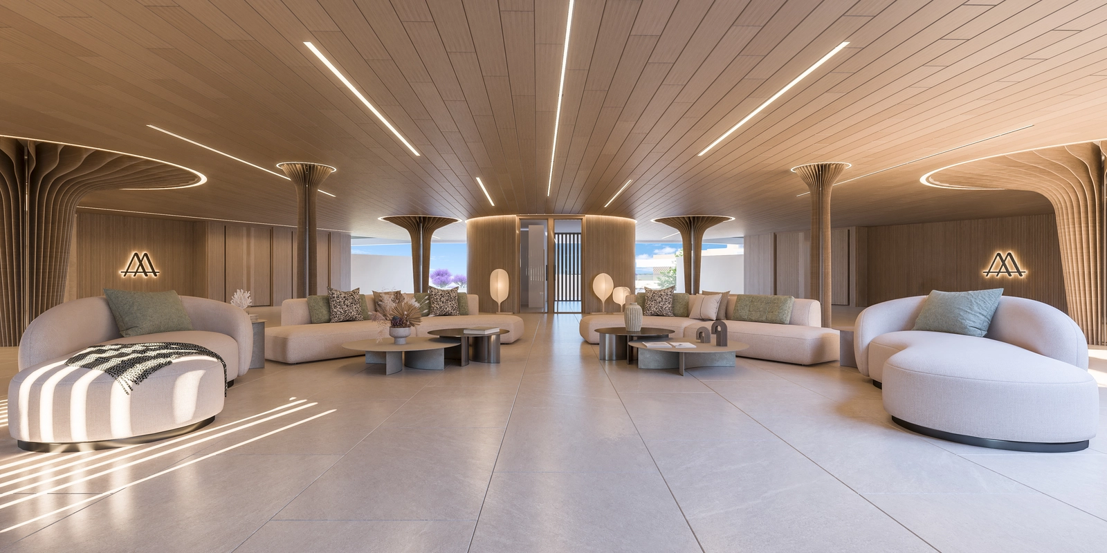 The elegant residents' lounge, a stylish and comfortable space for relaxation or informal meetings.
