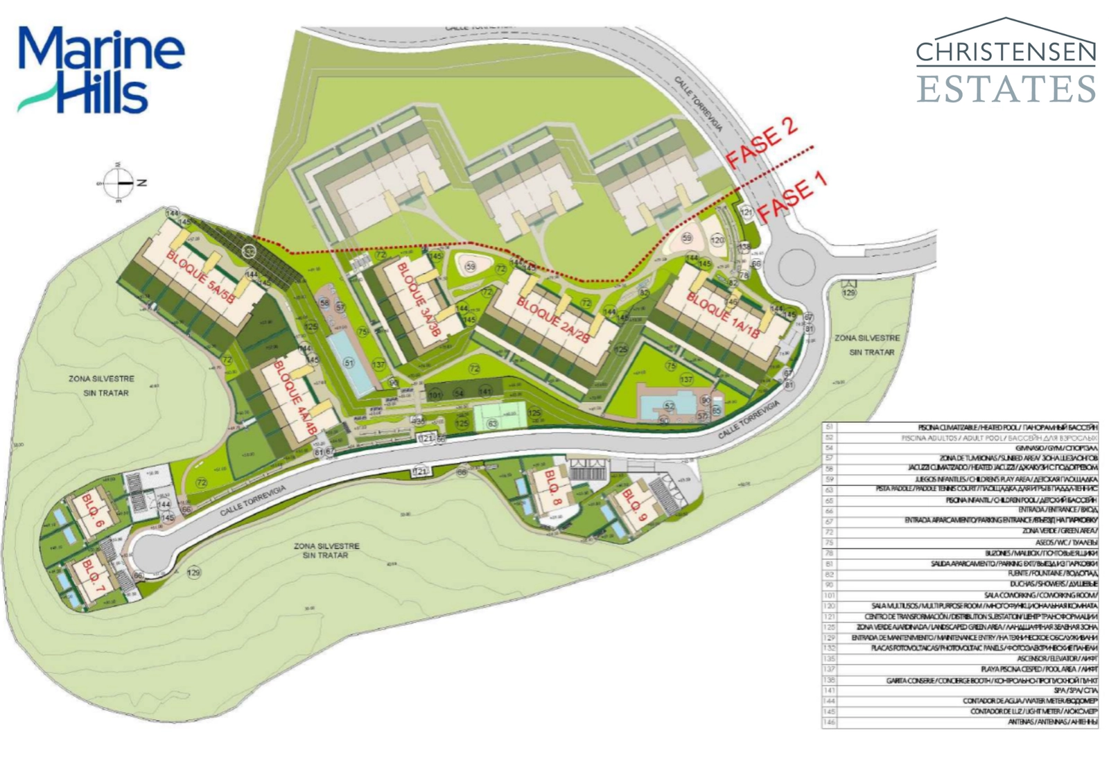 The masterplan illustrates the thoughtful layout of the development, integrated into the natural landscape to maximize views and privacy.