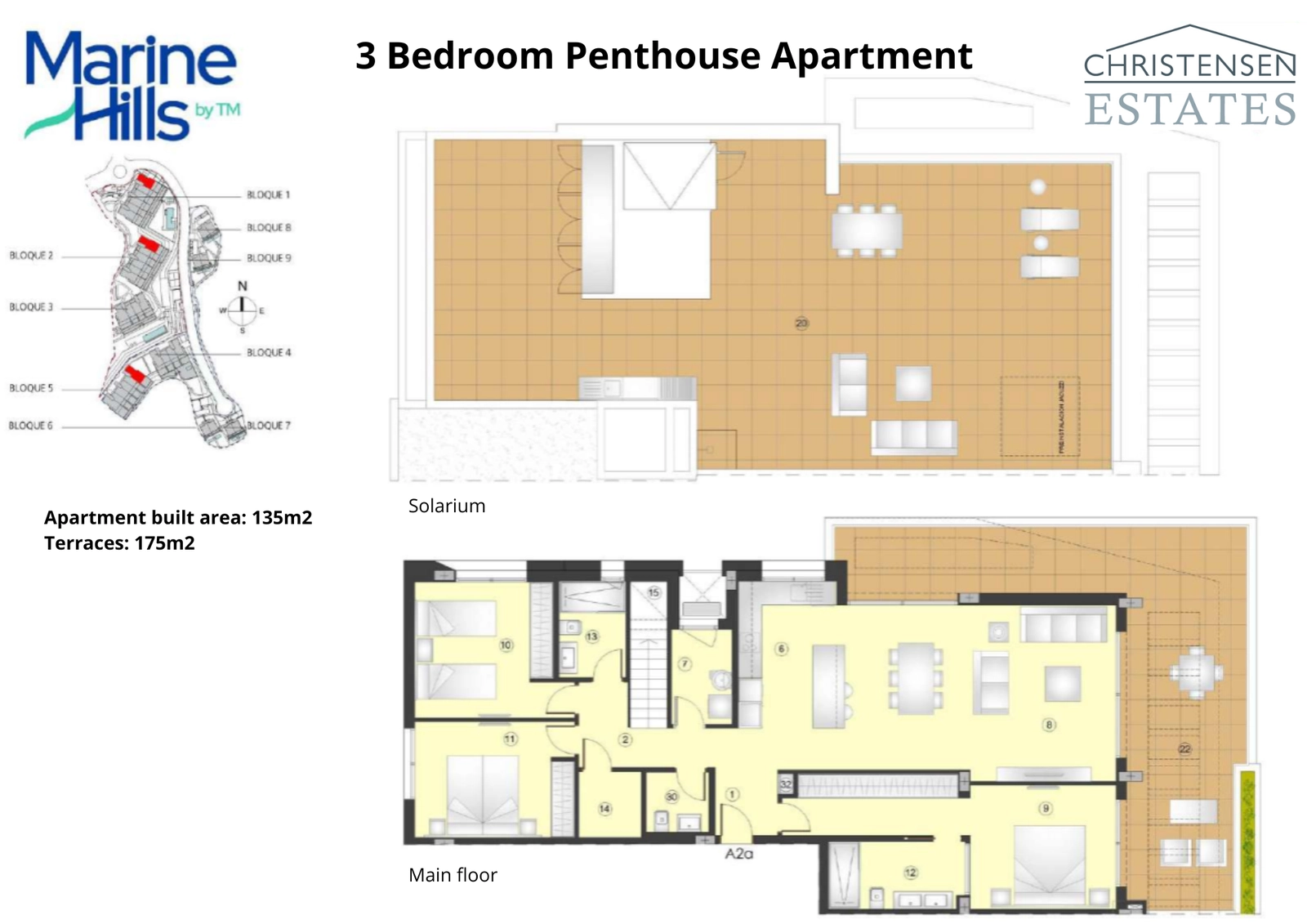 Discover the layout of a three-bedroom penthouse, featuring an expansive rooftop solarium for the ultimate luxury lifestyle.