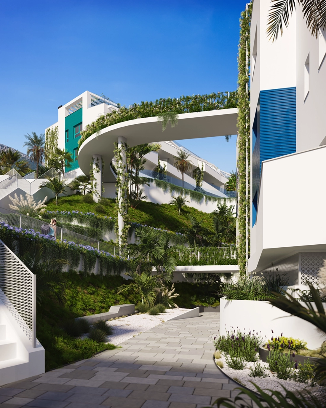 Beautifully landscaped gardens and walkways enhance the tranquility of the community.