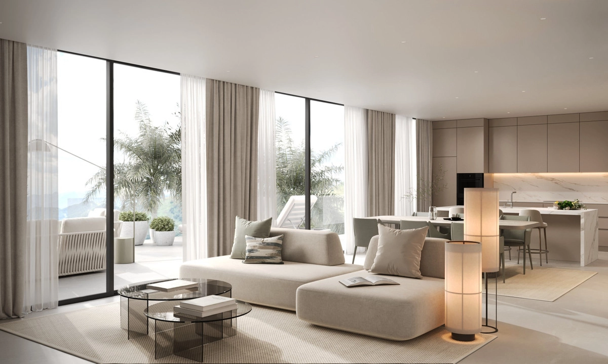 The open-plan living area is flooded with natural light, creating a bright and welcoming atmosphere.