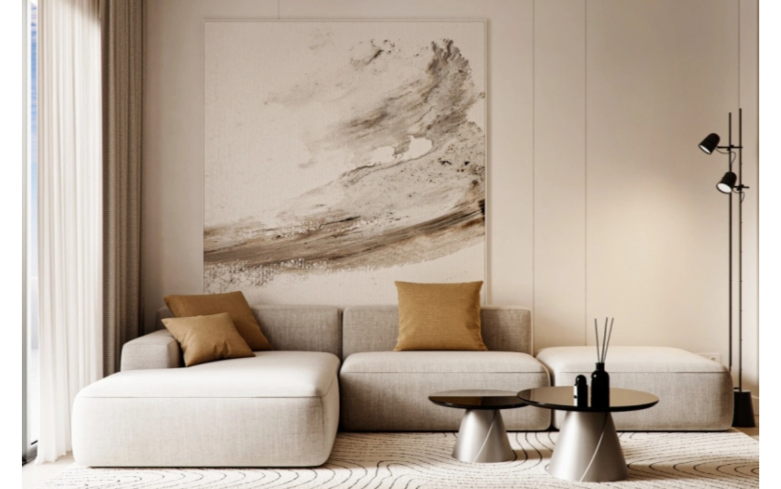 Bright and spacious living areas designed for comfort and relaxation, with a neutral, modern aesthetic.