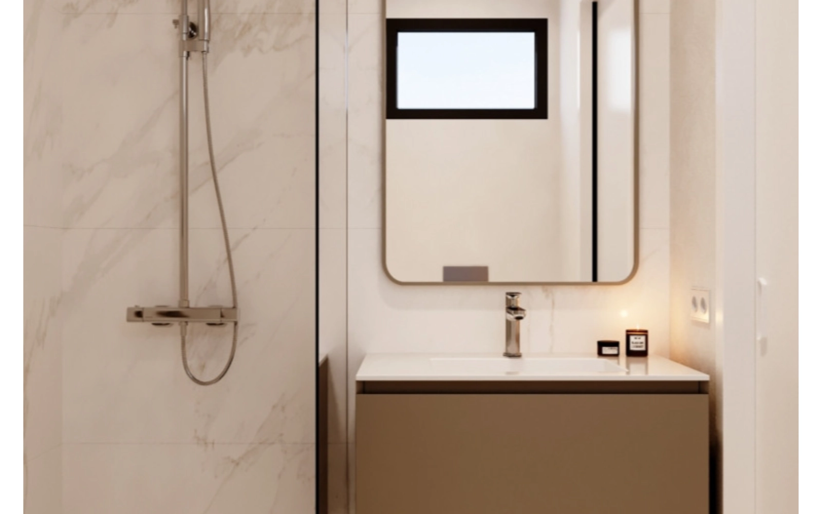 Elegant bathrooms are finished with high-quality porcelain tiles and contemporary fittings.