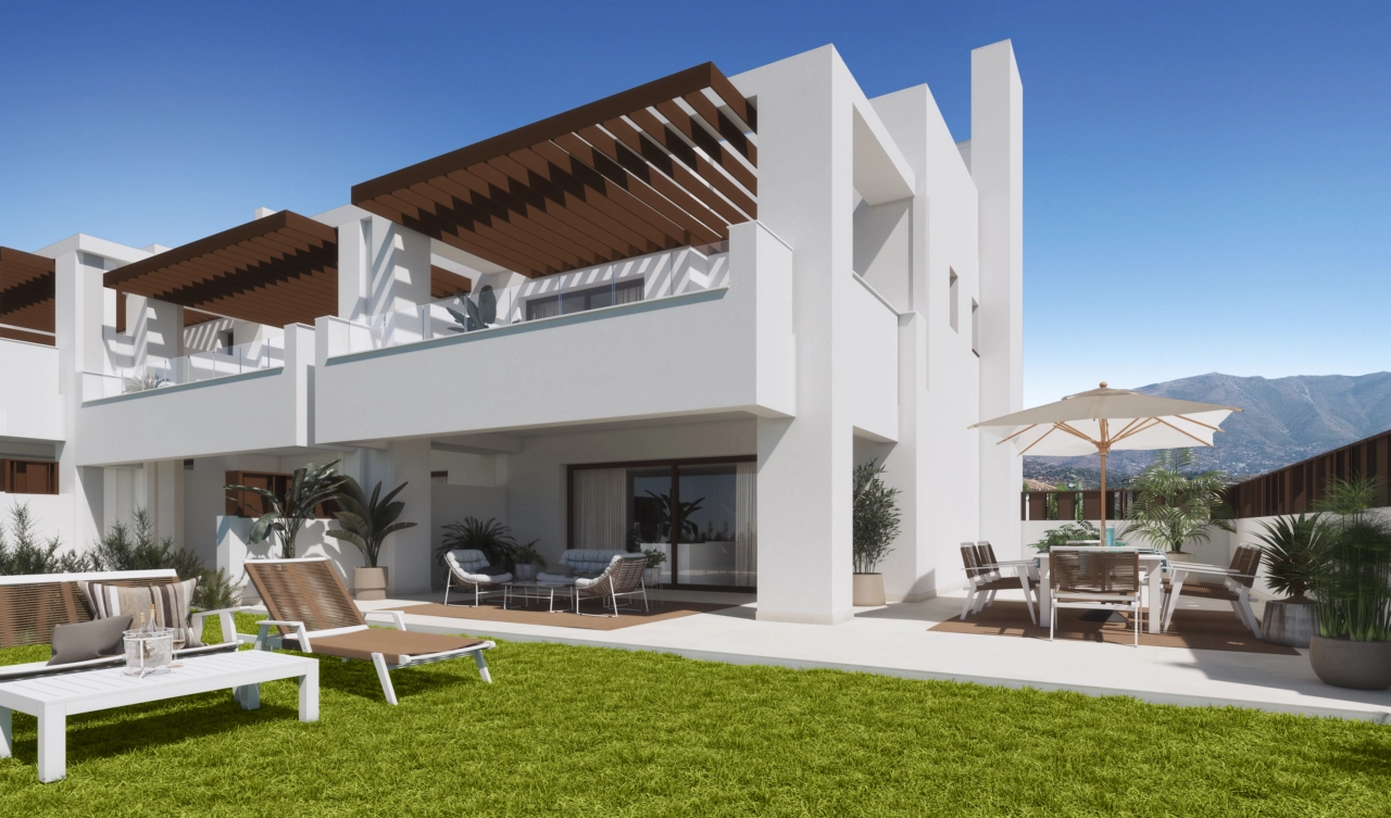 Modern architecture is complemented by private gardens, ideal for enjoying the Costa del Sol climate.