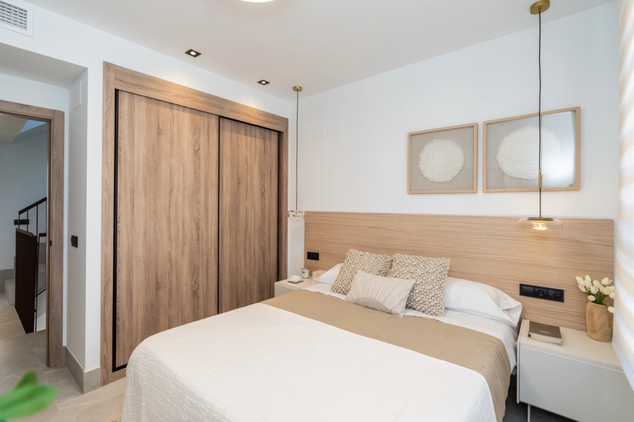 Guest bedrooms are designed for comfort and style, with ample storage space.