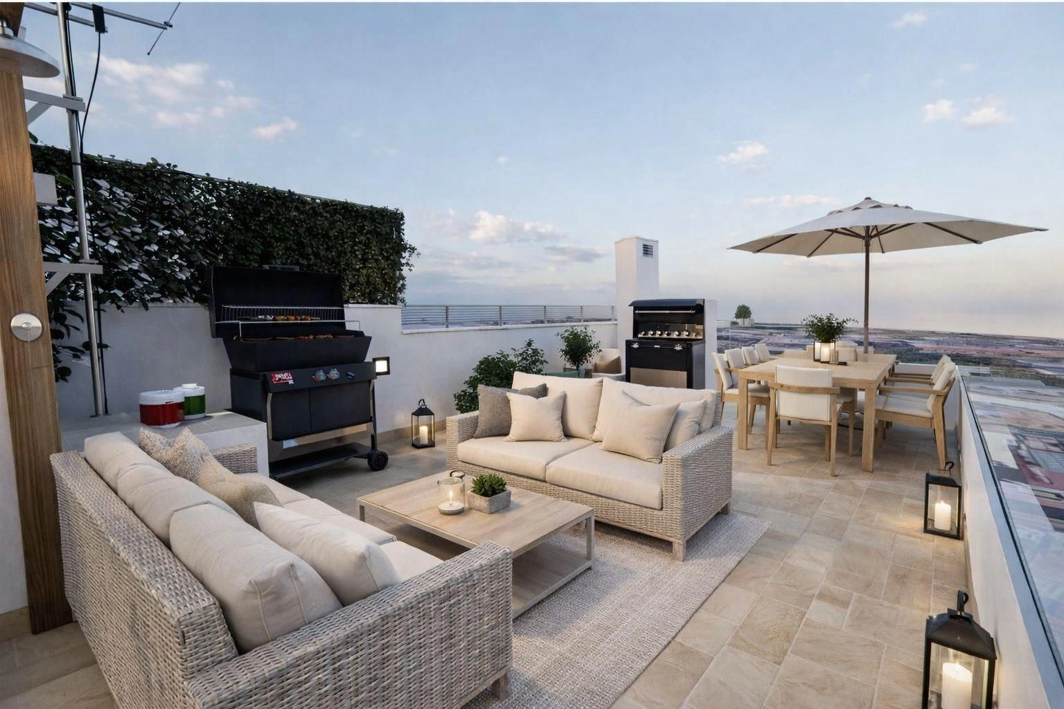 Relax or entertain on the spacious rooftop terrace, your private oasis.