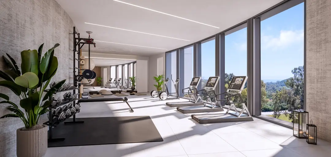 Stay active in the fully equipped gymnasium with views of the surrounding nature.