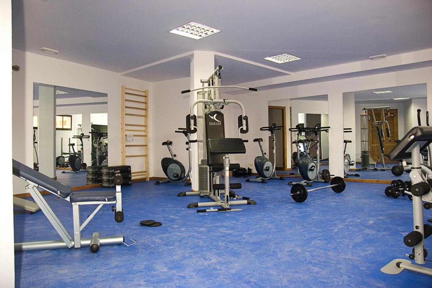 Stay active and healthy in the well-equipped residents' gymnasium.