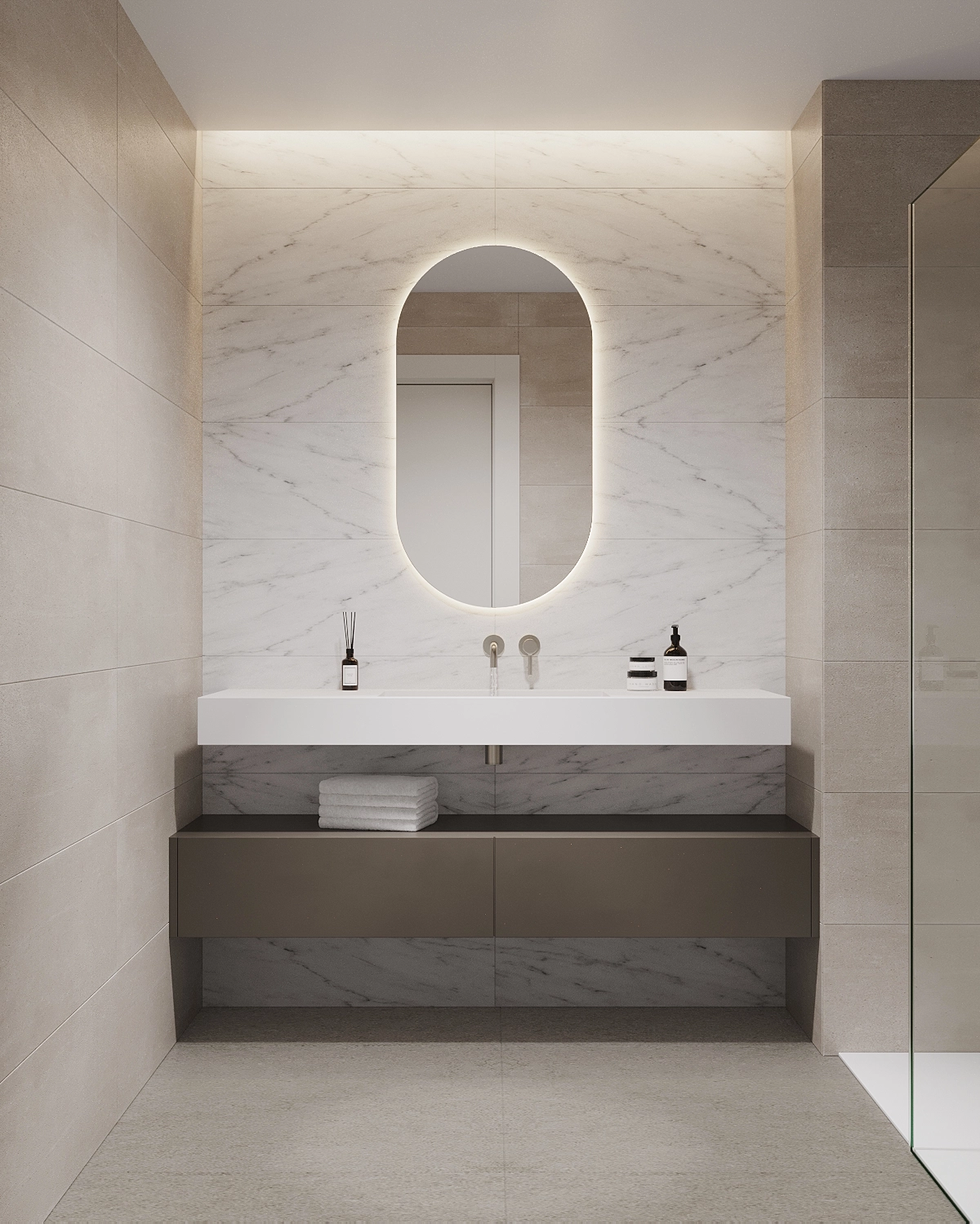 The secondary bathroom reflects the high-quality standards found throughout the home.