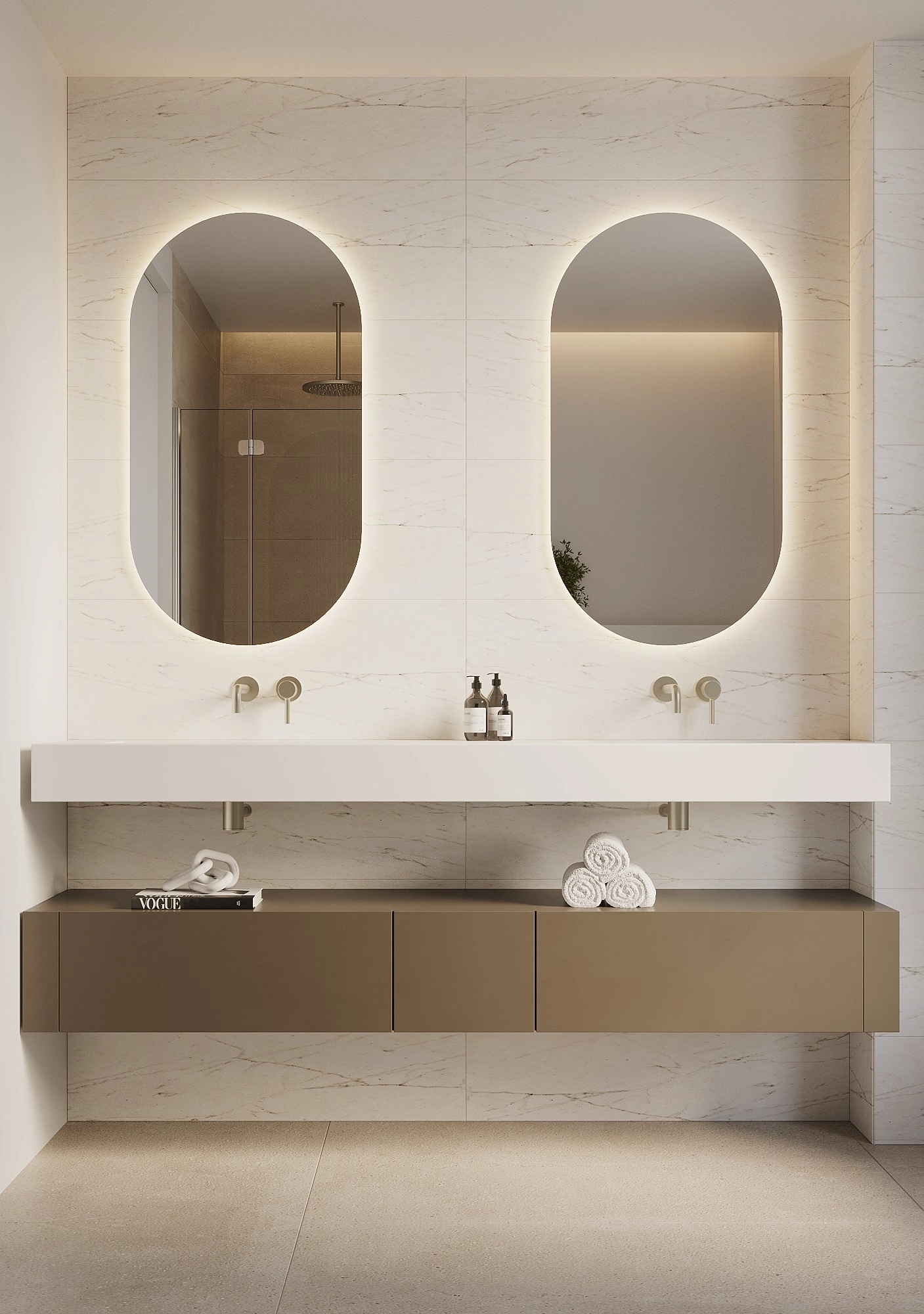 An elegant principal bathroom featuring premium fixtures and a modern design.