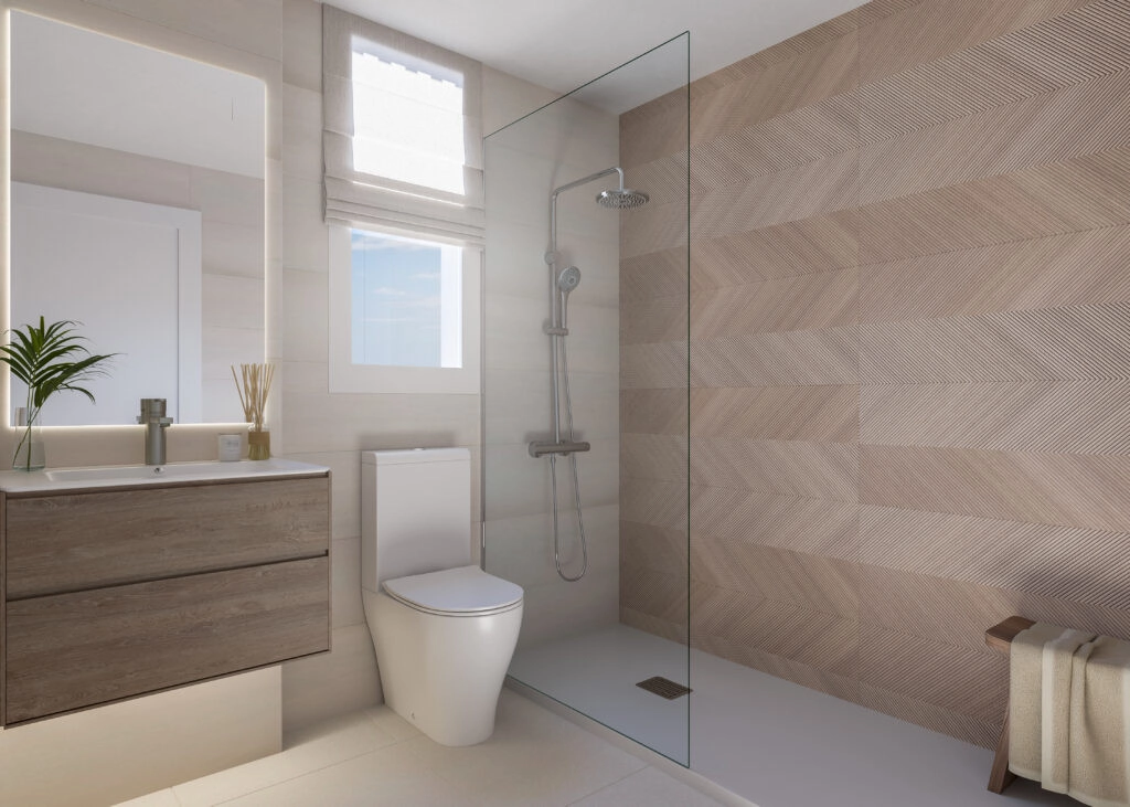A modern bathroom finished with high-quality materials, offering a spa-like atmosphere for daily relaxation.