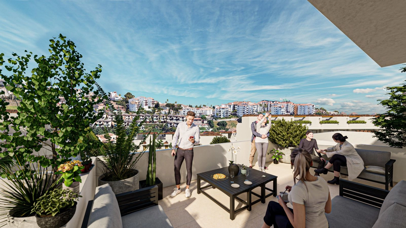 Relax or entertain on your spacious private terrace, with beautiful views over the hills of Mijas.