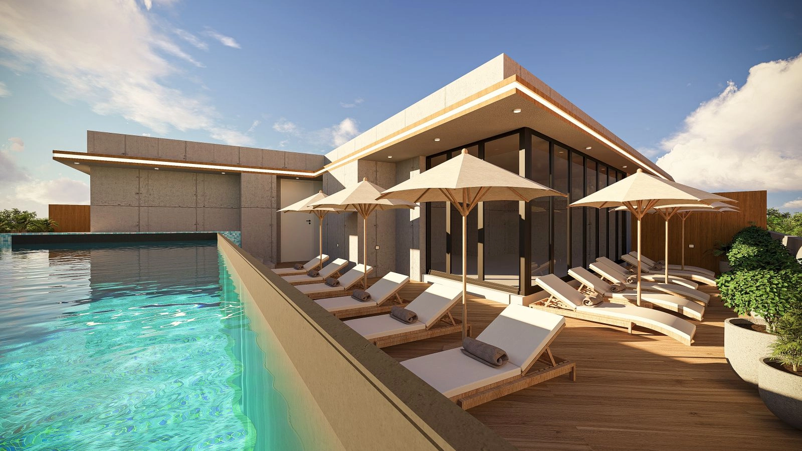 Relax and unwind at the stunning rooftop sky pool, a serene space suspended between the sky and the city.