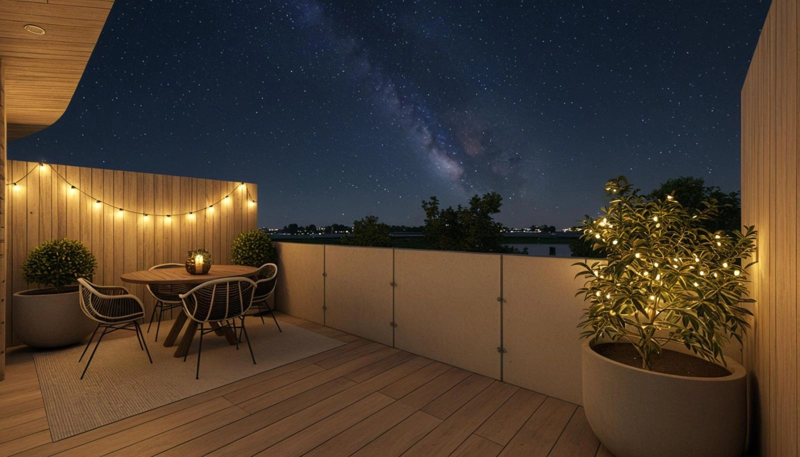 Enjoy magical evenings on your private terrace, an ideal setting for quiet reflection or entertaining under the stars.