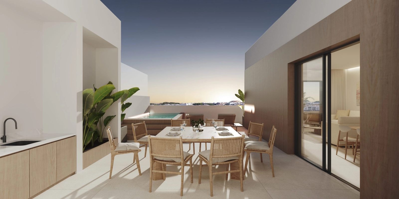 Enjoy evening meals with stunning sunset views from the penthouse solarium.