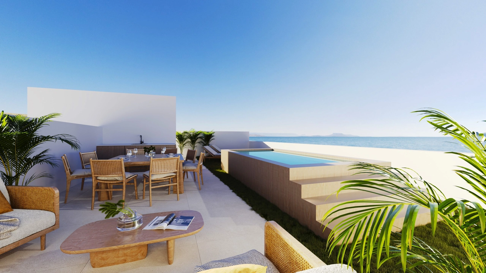 Penthouses feature incredible solariums with optional private pools and sea views.