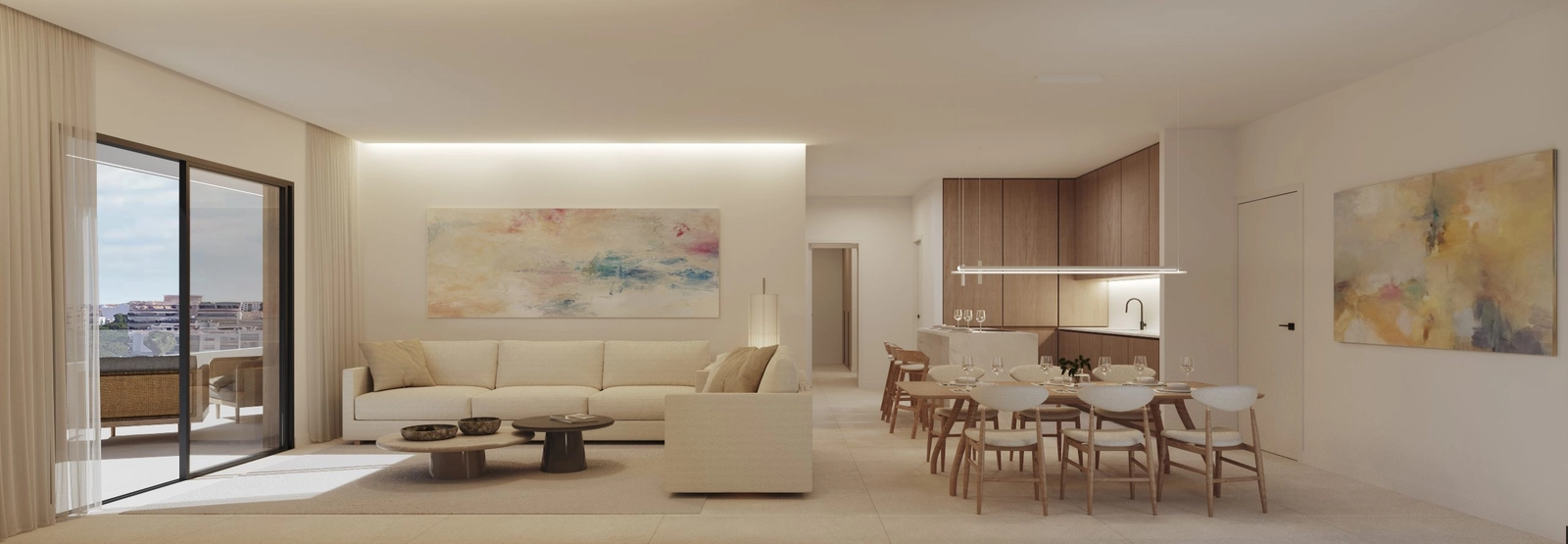 Spacious living rooms are filled with natural light, connecting seamlessly to the outdoors.